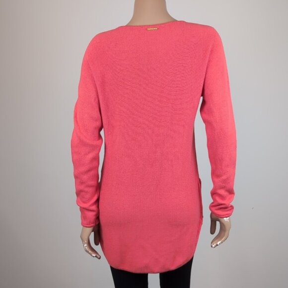 Michael Kors Tunic Sweater Shirttail Knit Gold Zipper Side Pullover Pumpkin Fall - Picture 7 of 12